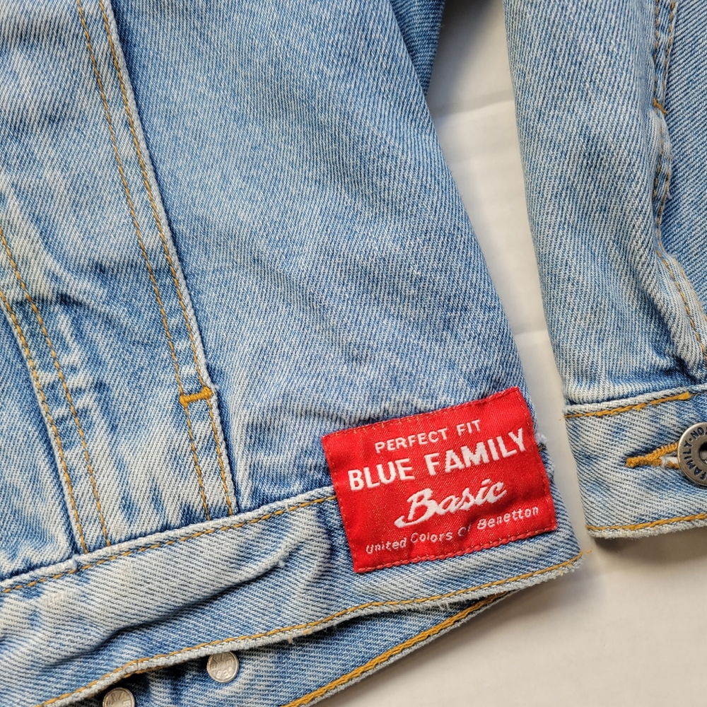 Vintage 90s benetton denim jean jacket women's small - Picture 3 of 10